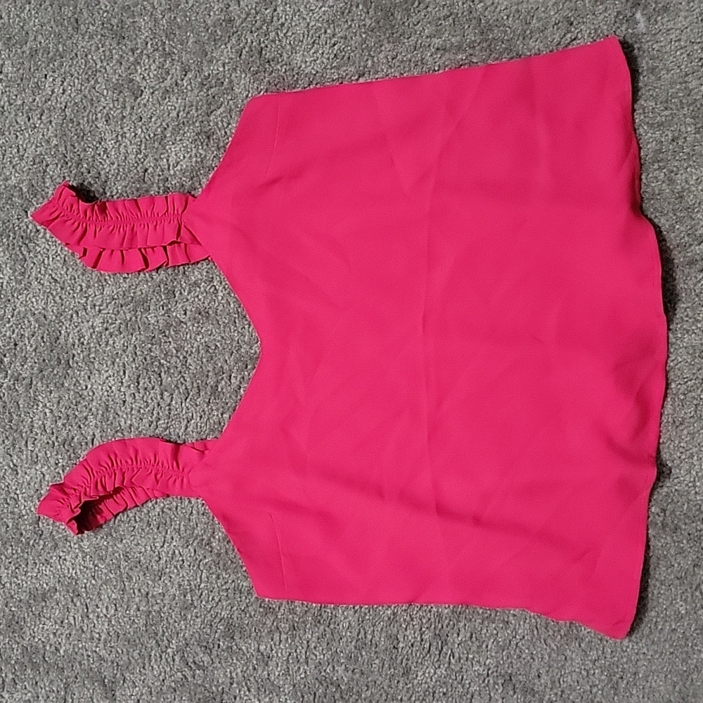 Large Pink Express Ruffled Straps Blouse